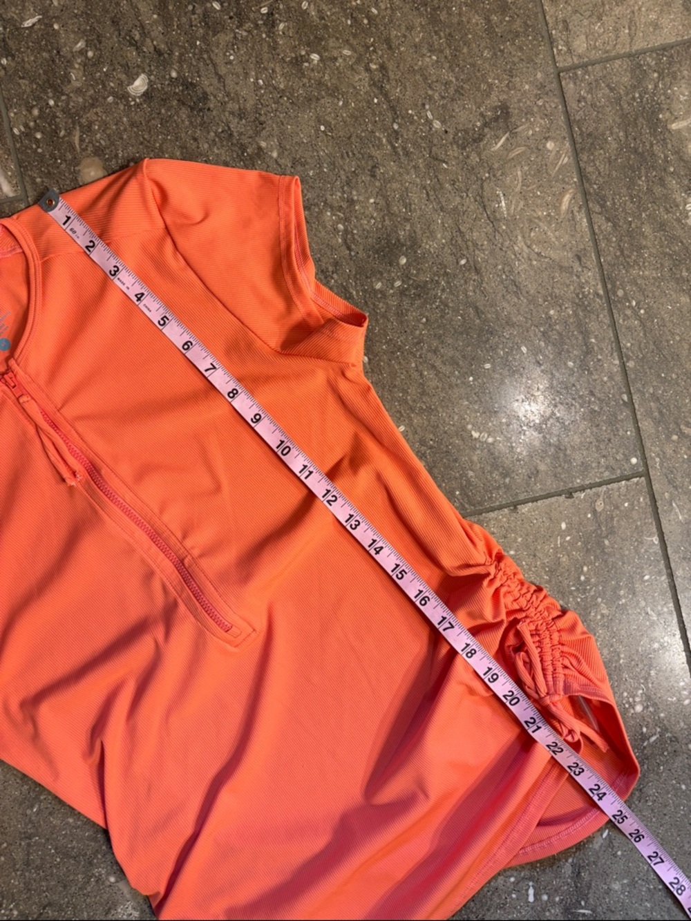Carve Designs Orange Zip-Front Swim top, M - Picture 3 of 8